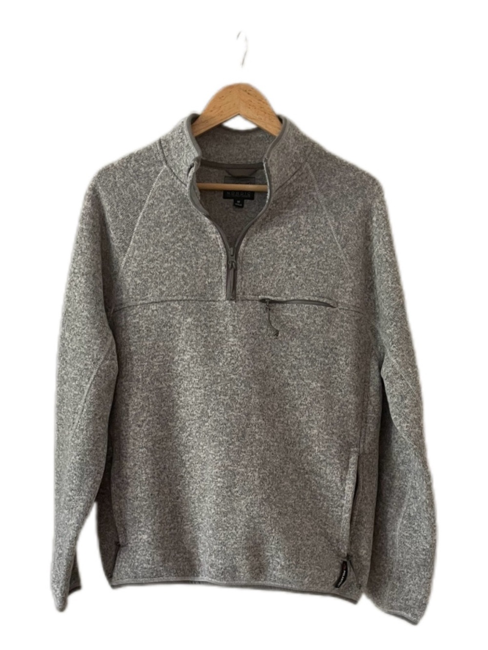 J. Crew Nordic Polartec Men's Light Gray Quarter-Zip Pullover Sweater - M